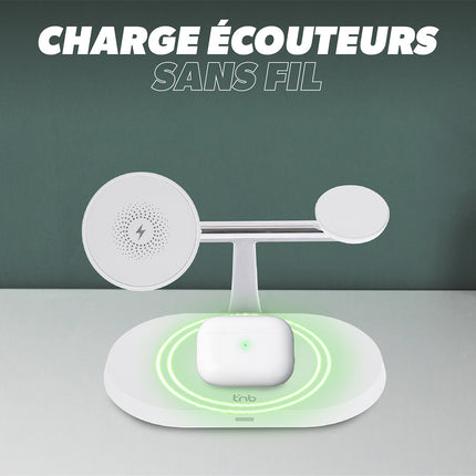 Chargeur TNB Station de charge sans fil 3 en 1 Blanc