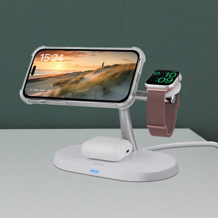 Chargeur TNB Station de charge sans fil 3 en 1 Blanc