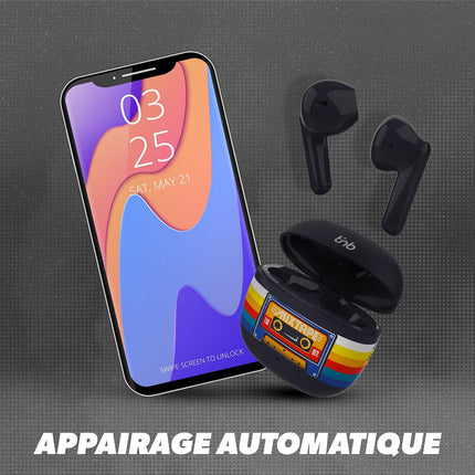 Ecouteurs TNB TAPE noir avec boitier de charge