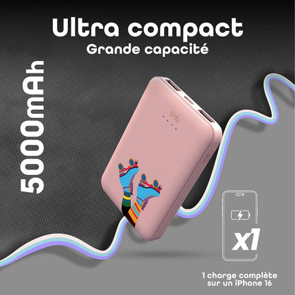 Batterie externe TNB 5000 mAh Design Roller Rose
