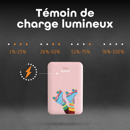 Batterie externe TNB 5000 mAh Design Roller Rose