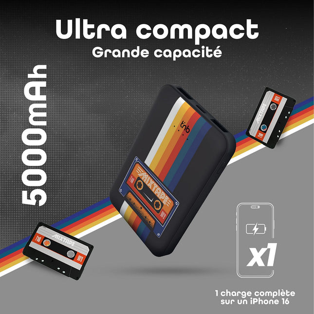 Batterie externe TNB 5000 mAh Design Roller Noir
