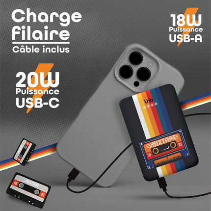Batterie externe TNB 5000 mAh Design Roller Noir