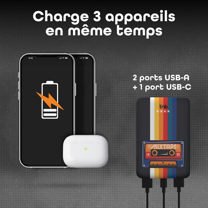 Batterie externe TNB 5000 mAh Design Roller Noir