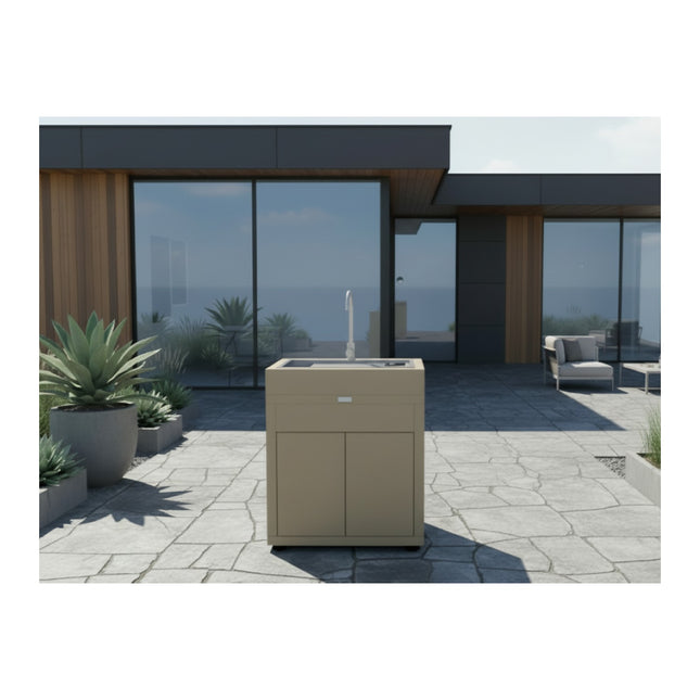 Meuble de cuisine extérieure LE MARQUIER ÉVIER INTÉGRÉ 80X55CM TAUPE MC80PEVE22