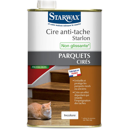 Cire parquet STARWAX Anti tache Starlon incolore pour parquet