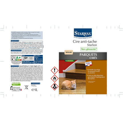 Cire parquet STARWAX Anti tache Starlon incolore pour parquet