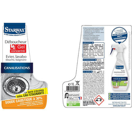 Gel nettoyant STARWAX DEBOUCHEUR CUIS-SDB GEL A LA SOUDE 1L