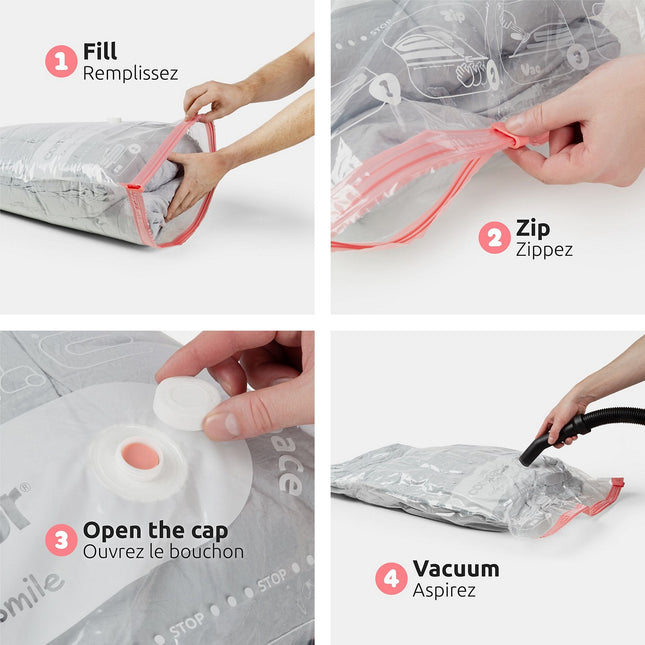 Housse COMPACTOR lot de 2 sacs de rangement sous vide tailles M + L