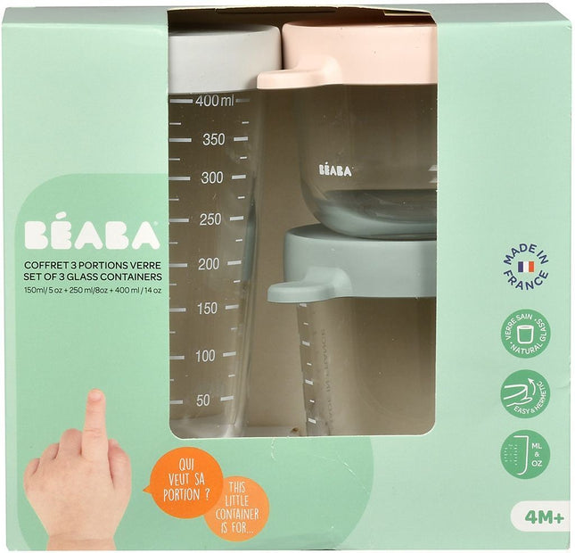 Pot de conservation BEABA 3 verres 150ml + 250ml + 400ml