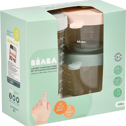 Pot de conservation BEABA 3 verres 150ml + 250ml + 400ml