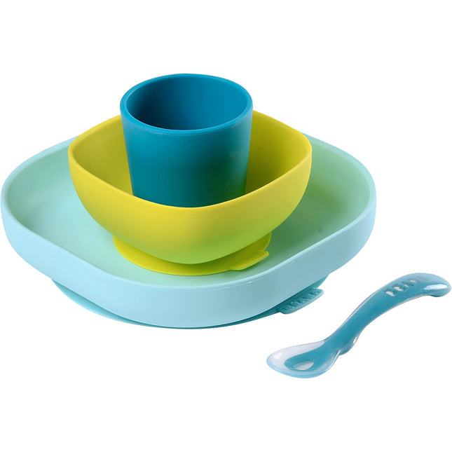 Coffret repas BEABA 913428 4pièces vaisselle silicone bleu