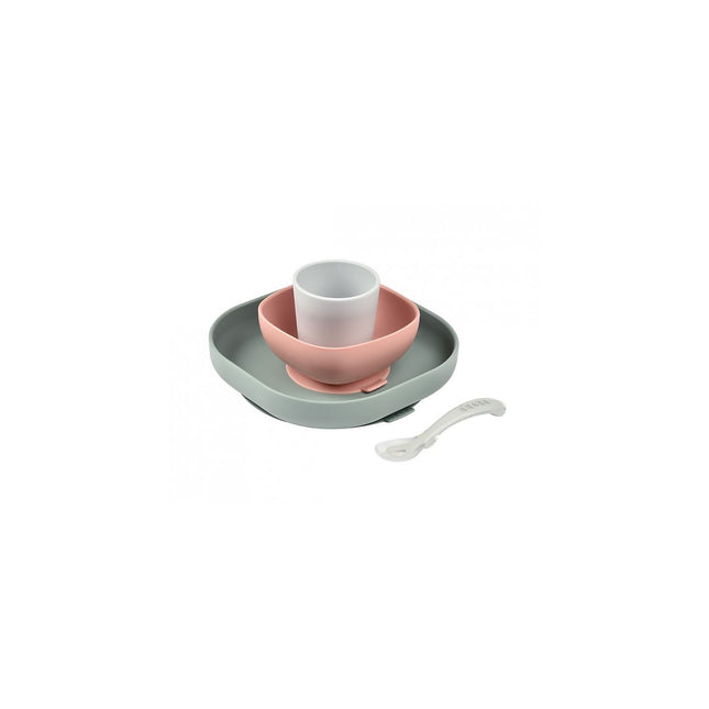 Coffret repas BEABA silicone 4 pieces eucalyptus
