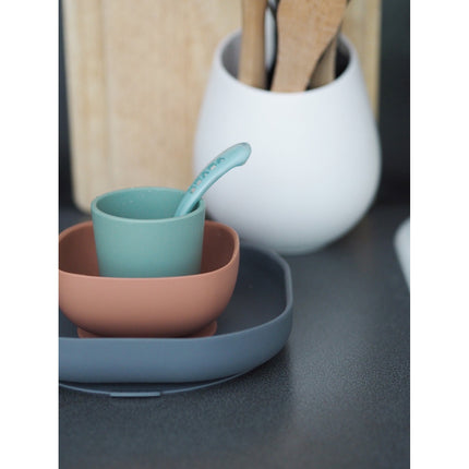 Coffret repas BEABA silicone 4 pieces mineral