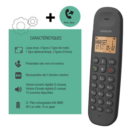 Téléphone sans fil LOGICOM Iloa 150 - Solo Noir