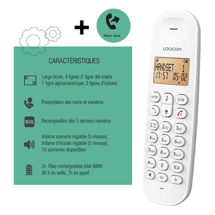 Téléphone sans fil LOGICOM Iloa 150 Solo Blanc