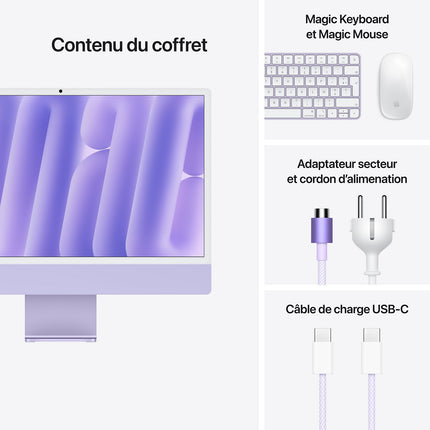 Ordinateur Apple IMAC 24' M4 16Go 256Go CPU 8 GPU 8 Mauve Reconditionné