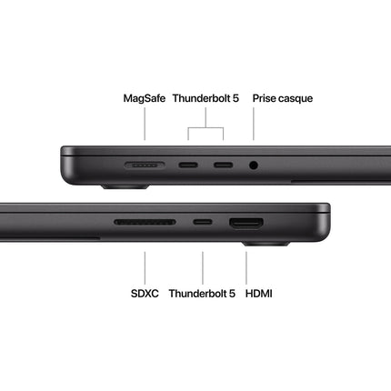 Ordinateur Apple MACBOOK Pro 16" Puce M4 Pro CPU 14 / GPU 20 coeurs Mémoire RAM 24Go Stockage 1To SSD XDR Noir sidéral Reconditionné