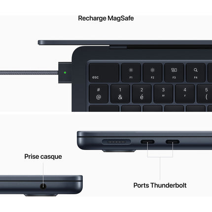 Ordinateur Apple MACBOOK Air 13 M2 8Go RAM 512Go SSD Minuit Reconditionné
