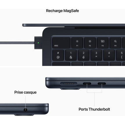 Ordinateur Apple MACBOOK Air 13' M2 16Go RAM 256Go SSD Minuit Reconditionné