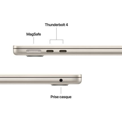 Ordinateur Apple MACBOOK Air 13,6" Puce M4 CPU 10 / GPU 10 cœurs Mémoire RAM 16Go Stockage 512Go SSD Retina Lumière stellaire Reconditionné