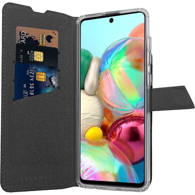 Etui ADEQWAT Samsung A71 Cuir noir