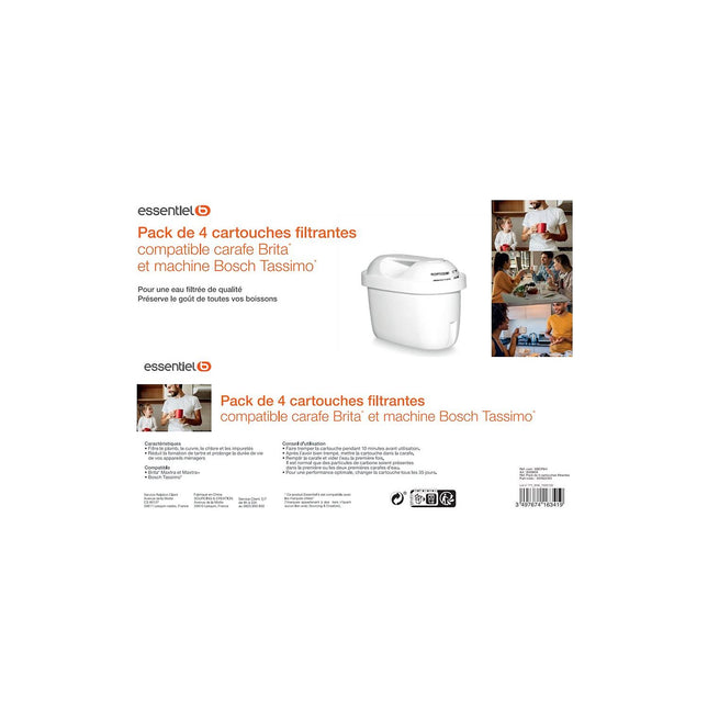 Cartouche filtrante ESSENTIELB Cartouches pour carafe filtrante x 4