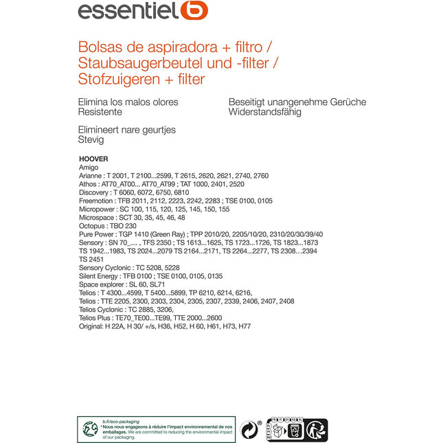 Sac aspirateur ESSENTIELB EB3001