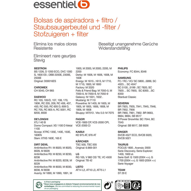 Sac aspirateur ESSENTIELB EB4000
