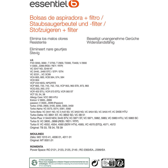 Sac aspirateur ESSENTIELB EB2705