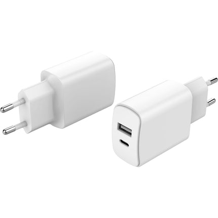Chargeur ESSENTIELB 20W USB-A + USB-C blanc