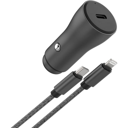 Chargeur allume cigare ADEQWAT USB-C 30W + Câble lightning 1M Noir