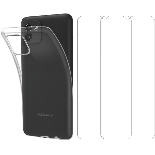 Pack ESSENTIELB Samsung A03 Coque + Verre trempé x2