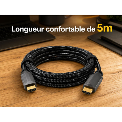 Câble HDMI ADEQWAT 2.1/48Gbps 5M Noir