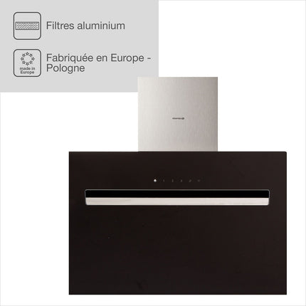 Hotte décorative murale inclinée ESSENTIELB EHDD 614ni