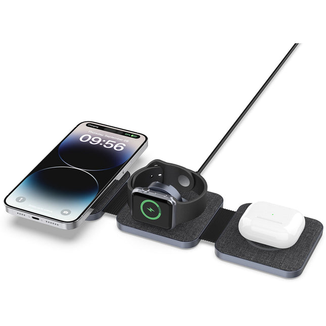 Chargeur ADEQWAT sans fil MagSafe 3 en 1 plat pliable 15W