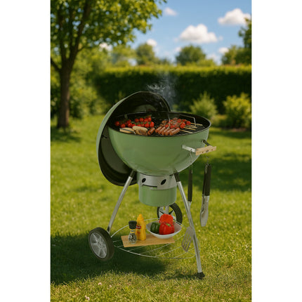Barbecue charbon ESSENTIELB EBCK1 vert sur pieds 55 cm