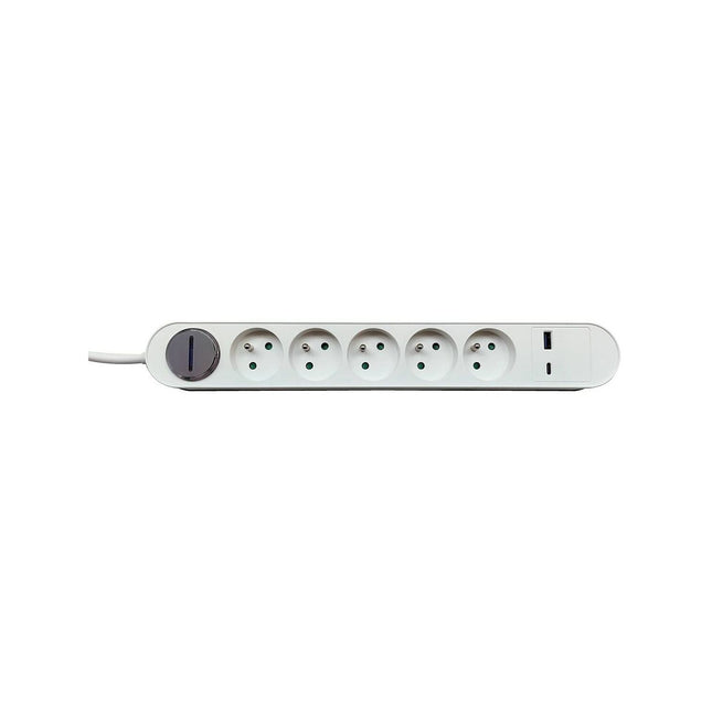 Multiprise ESSENTIELB 5 prises + port USB-C et USB-A 20W