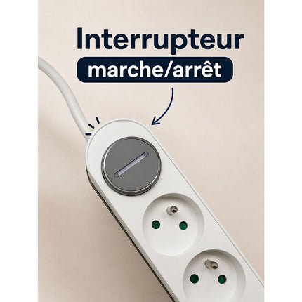 Multiprise ESSENTIELB 5 prises + port USB-C et USB-A 20W