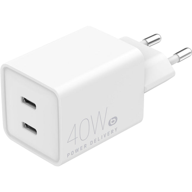 Chargeur ESSENTIELB 40W charge rapide 2 USB-C - Blanc