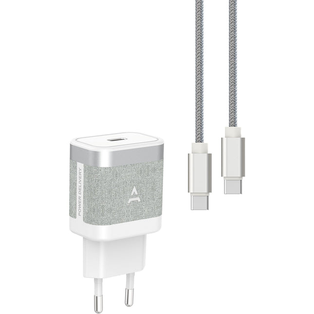Chargeur + câble ADEQWAT USB-C 35W + Câble USB-C 1M Blanc