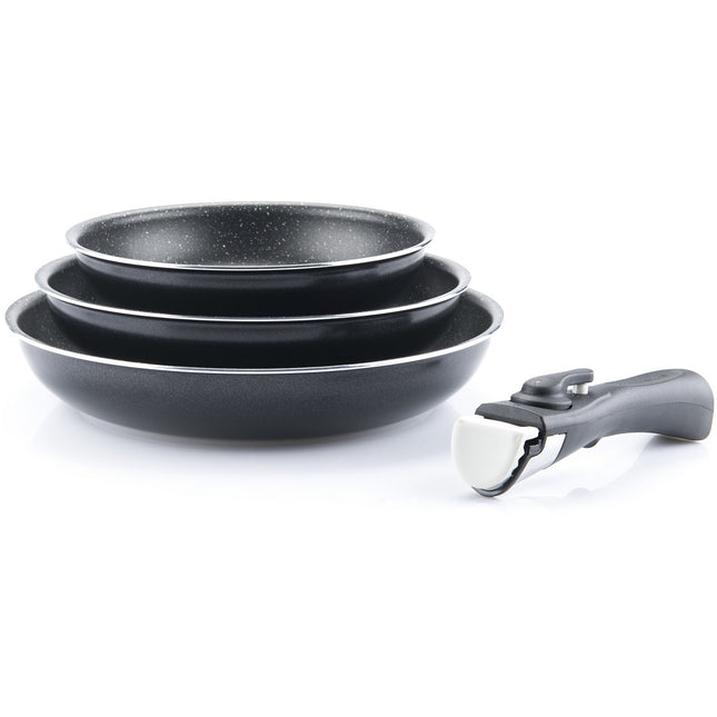 Batterie de cuisine ARTHUR MARTIN 3 poeles diam20/24/28cm Noir + poignée