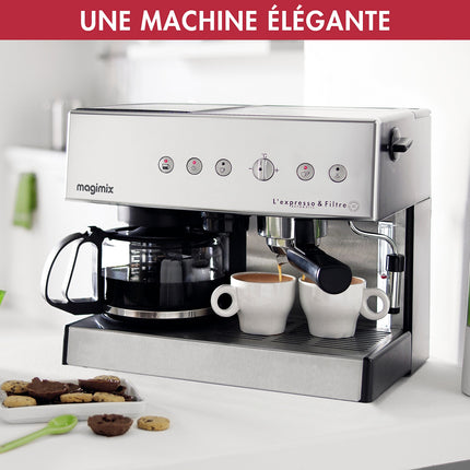 Expresso combiné cafetière MAGIMIX 11423 AUTO CHROME MAT