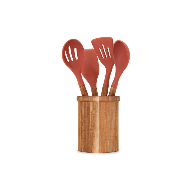 Couverts LIVOO de 5 ustensiles pot terracotta