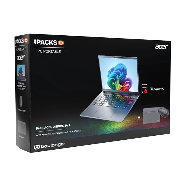 Ordinateur portable ACER Pack Aspire A14-11M-X21C Copilot+PC - chargeur, souris et housse inclus
