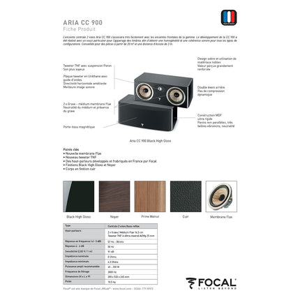 Enceinte centrale FOCAL ARIA CC900 Prime Walnut