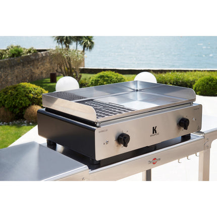 Plancha électrique KRAMPOUZ GECIO2OA00 GECIO2OA00 inox zones barbecue/plancha 2 brûleurs à poser, 70x40 cm