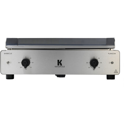 Plancha électrique KRAMPOUZ GECIO2OA00 GECIO2OA00 inox zones barbecue/plancha 2 brûleurs à poser, 70x40 cm