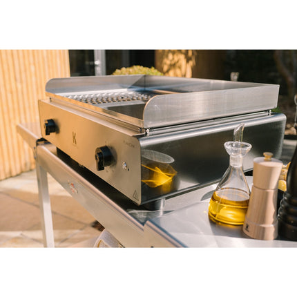 Plancha électrique KRAMPOUZ GECIO2OA00 GECIO2OA00 inox zones barbecue/plancha 2 brûleurs à poser, 70x40 cm