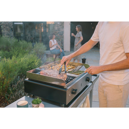 Plancha électrique KRAMPOUZ GECIO2OA00 GECIO2OA00 inox zones barbecue/plancha 2 brûleurs à poser, 70x40 cm